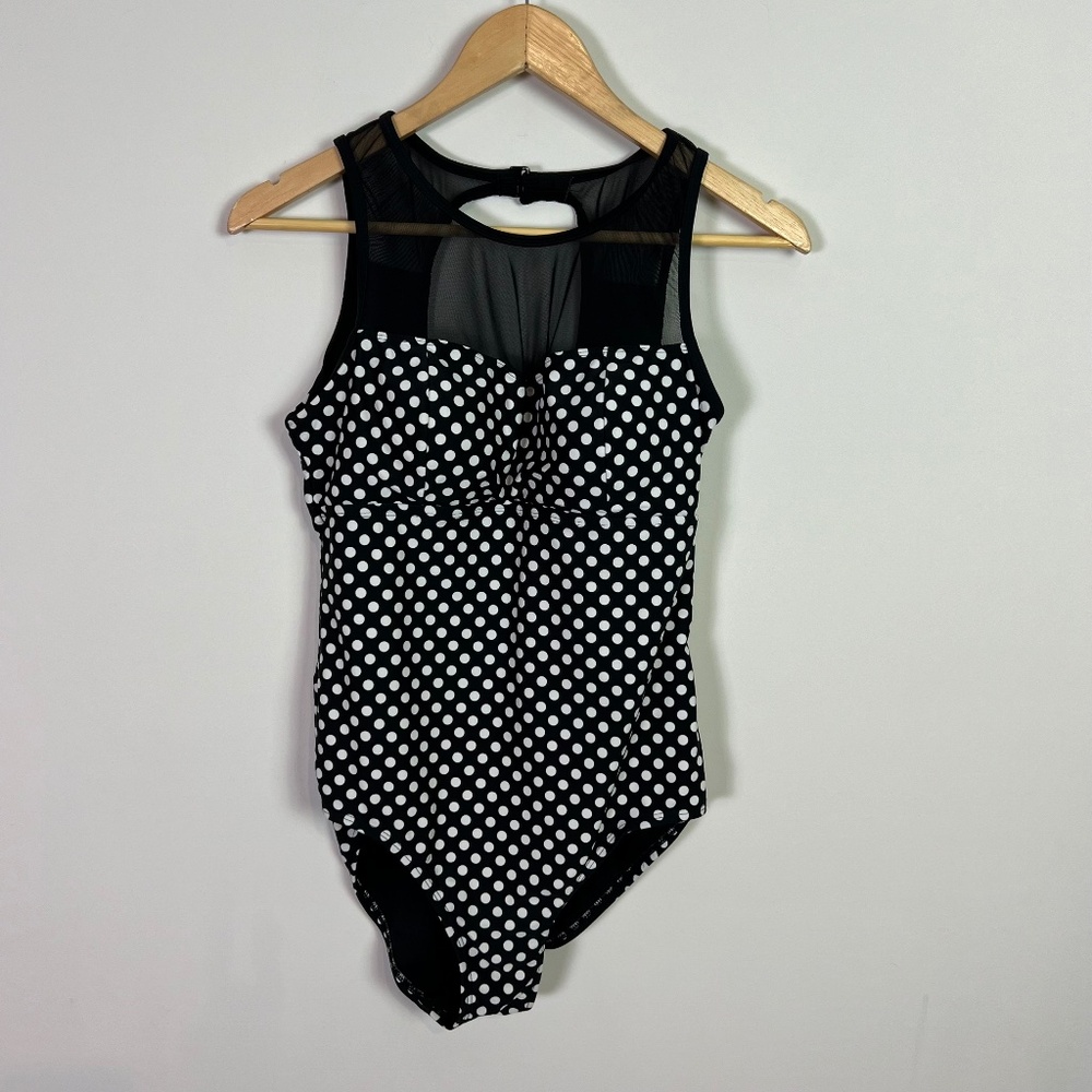 Catalina Women’s Black and White Polka Dot One Piece Swimsuit